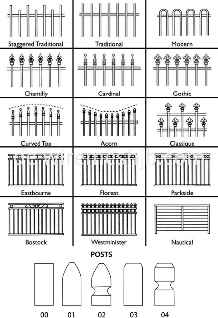 Black Color Zinc Steel Wrought Iron Fence